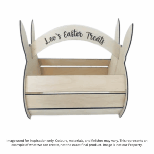 Personalized Bunny Ears Wood Crate Easter Basket